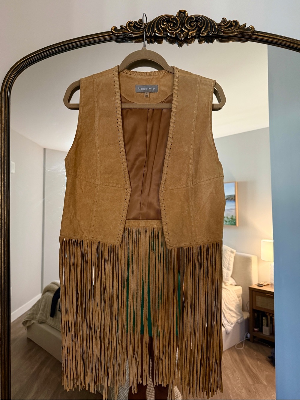 Bagatelle Tan Suede Fringe Vest